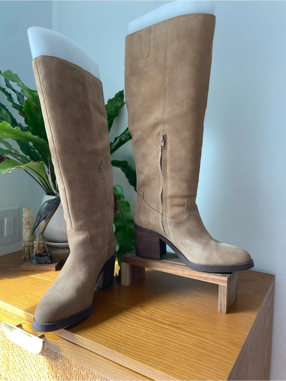 Crown Vintage WIDE CALF Tall Suede Over-the-Knee Boots in Tan